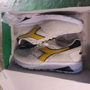 Diadora N9002 Mens Sneakers White Gold Black Suede Mesh Shoes 851C5363 Size 10.5